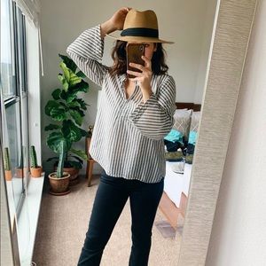 Madewell Pinstripe Bell sleeve Top size S
